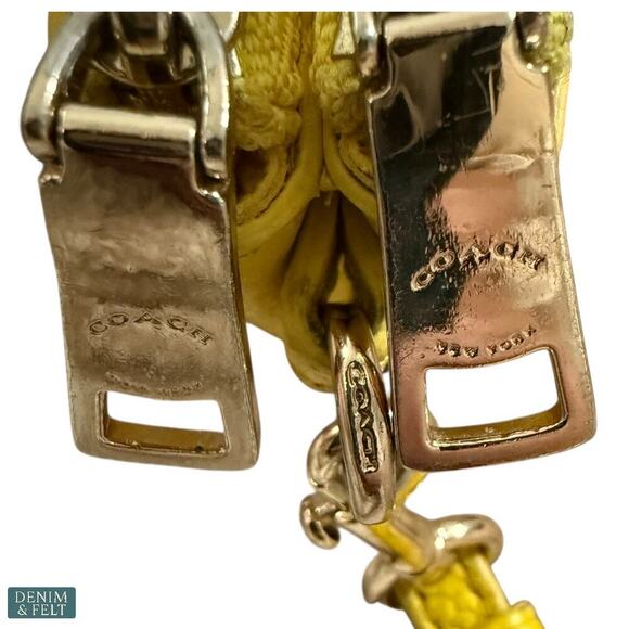 Coach Yellow Leather Double-Zip Wristlet Wallet Purse Bag Gold Hardware - Picture 5 of 8
